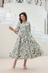 Printed Tiered Fit & Flare Midi Dress